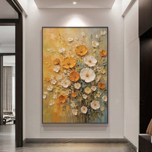 Modern Minimalist Hand-Painted Oil Painting Floral Wall Art