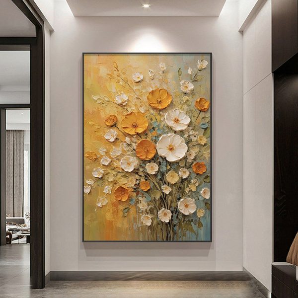 Modern Minimalist Hand-Painted Oil Painting Floral Wall Art