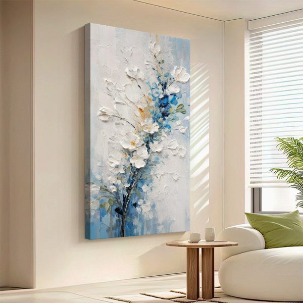 Hand-Painted Floral Oil Painting, Modern Cream Texture Wall Art