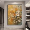 Modern Minimalist Hand-Painted Oil Painting Floral Wall Art