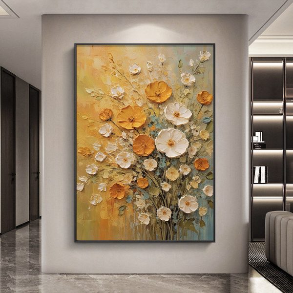 Modern Minimalist Hand-Painted Oil Painting Floral Wall Art
